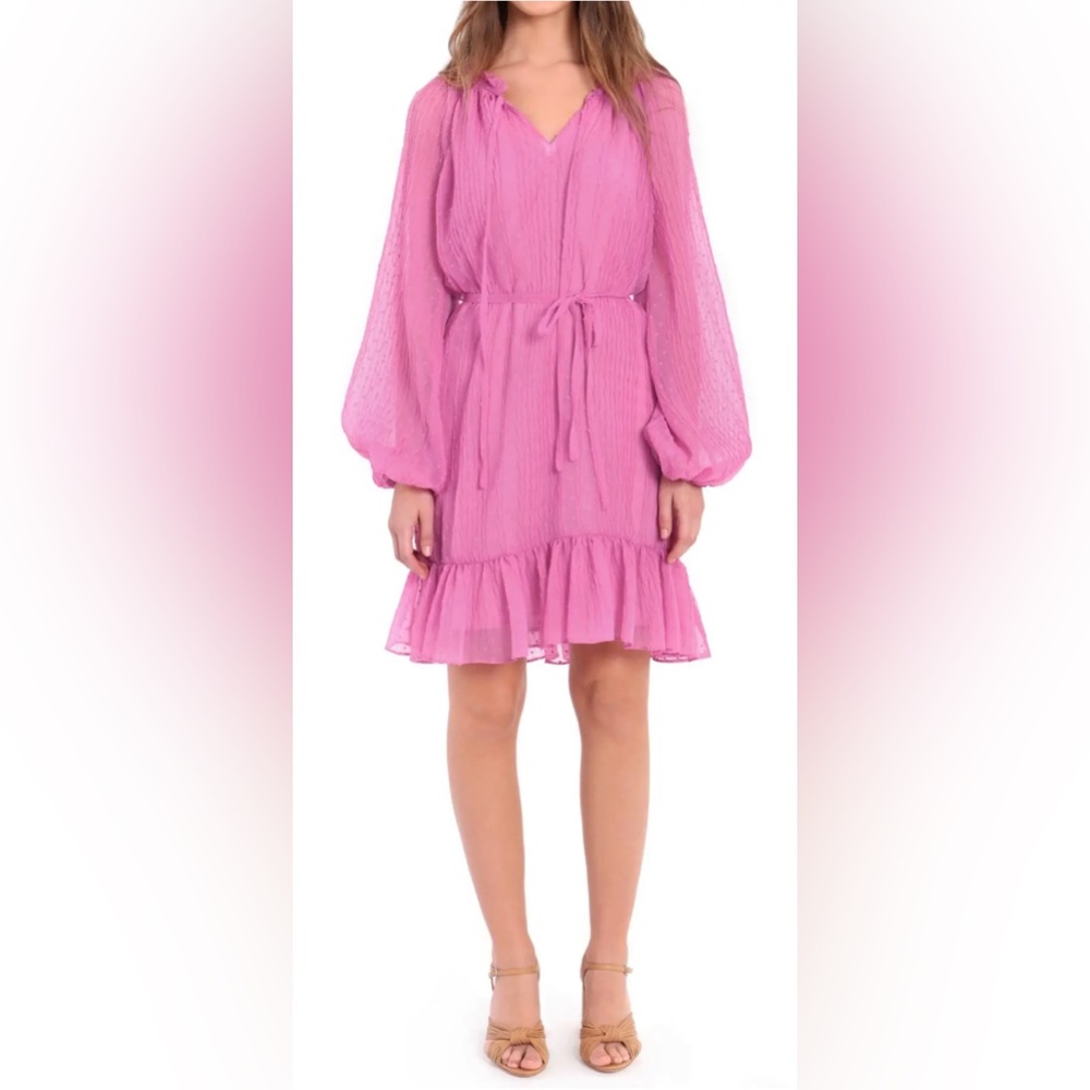 Donna Morgan Split Neck Drawstring Waist Dress